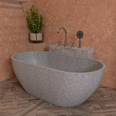 Alfi 59" Solid Concrete Oval Freestanding Bathtub - Gray Matte