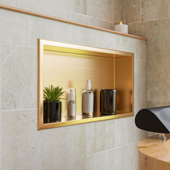 Alfi 24" x 12" Horizontal Single Shelf Shower Niche - Brushed Gold PVD