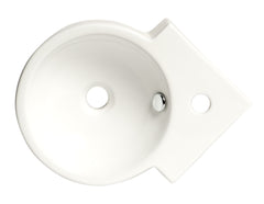 Alfi White 17  Tiny Corner Wall Mounted Ceramic Sink with Faucet Hole - ABC121