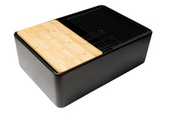 Alfi Workstation 30" x 20" Single Bowl Step Rim Fireclay Farm Sink with Accessories - Black Matte