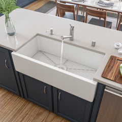 Alfi 36" Reversible Smooth / Fluted Single Bowl Fireclay Farm Sink - White