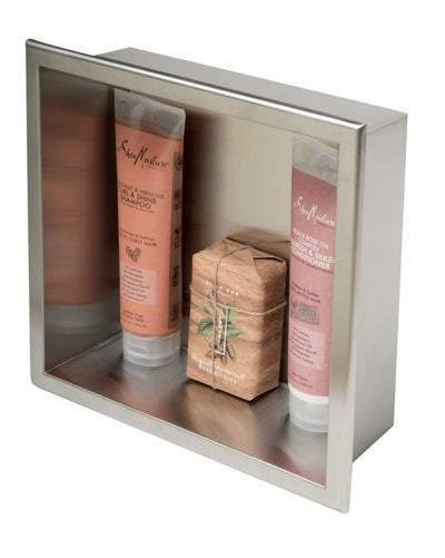 Alfi 12 x 12 Square Single Shelf Bath Shower Niche - Brushed Stainless Steel