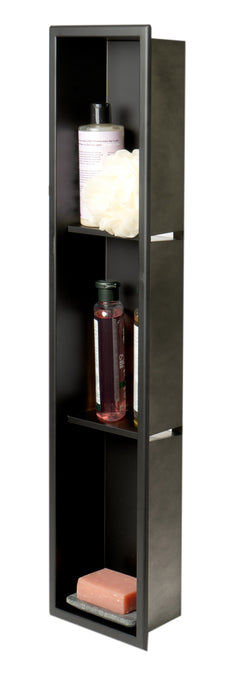 Alfi 8" x 36" Vertical Triple Shelf Bath Shower Niche - Black Matte