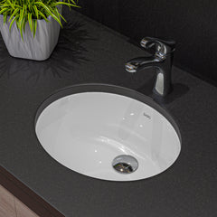 EAGO White Ceramic 18"x15" Undermount Oval Bathroom Sink - White