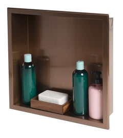 Alfi 16" x 16" Steel Square Single Shelf Shower Niche - Brushed Copper PVD