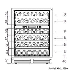 KingsBottle 24 Inch Under Counter LOW-E Glass Door Borderless Black Glass Door - KBU145DX-FG-SS - The Home Selection