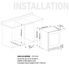 KingsBottle 24 Inch Under Counter LOW-E Glass Door Single Zone Wine Cooler - KBU145WX - The Home Selection