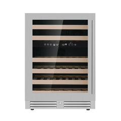 KingsBottle 24 Inch Under Counter LOW-E Glass Door with Stainless Steel Trim - KBU145DX-SS-FG - The Home Selection
