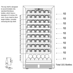 KingsBottle 47-Inch Single Zone Wine Cooler with Low-E Glass Door - KBU265WX - The Home Selection