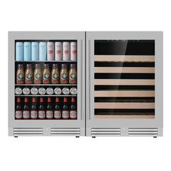 KingsBottle 47" Under Counter Black Wine and Beverage Refrigerator Combo - KBU145BW2 - The Home Selection