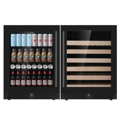 KingsBottle 47" Under Counter Black Wine and Beverage Refrigerator Combo - KBU145BW2 - The Home Selection