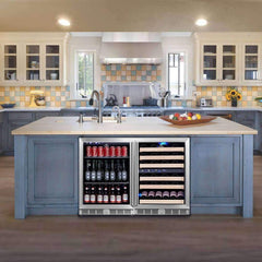 KingsBottle 48 Inch Glass Door Wine And Beverage Fridge Center Built In - KBU50BW3 - The Home Selection