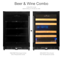 KingsBottle 48 Inch Glass Door Wine And Beverage Fridge Center Built In - KBU50BW3 - The Home Selection