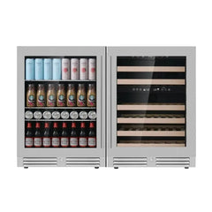 KingsBottle 48" Ultimate Under Bench Wine and Bar Refrigerator Combo - KBU145BW3 - The Home Selection
