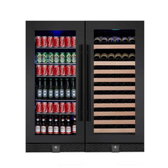 KingsBottle 56" Upright Wine And Beverage Refrigerator Combo With Glass Door - KBU100BW2-SS - The Home Selection
