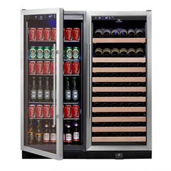 KingsBottle 56" Upright Wine And Beverage Refrigerator Combo With Glass Door - KBU100BW2-SS - The Home Selection