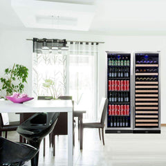KingsBottle 72" Large Wine And Beverage Cooler Drinks Combo With Clear Door - KBU170BW2 - The Home Selection