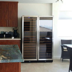 KingsBottle 72" Tall Beer And Wine Refrigerator Combo With Glass Door with Stainless Steel Trim - KBU170BW3 - The Home Selection