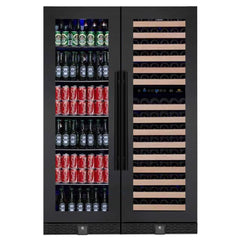 KingsBottle 72" Tall Beer And Wine Refrigerator Combo With Glass Door with Stainless Steel Trim - KBU170BW3 - The Home Selection