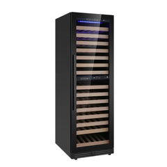 KingsBottle Upright Low-E Glass Door Dual Zone Large Wine Cooler Borderless Black Glass Door - KBU425DX-FG - The Home Selection