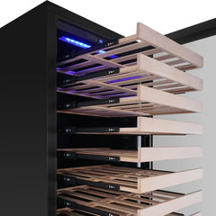 KingsBottle Upright Low-E Glass Door Dual Zone Large Wine Cooler Borderless Black Glass Door - KBU425DX-FG - The Home Selection