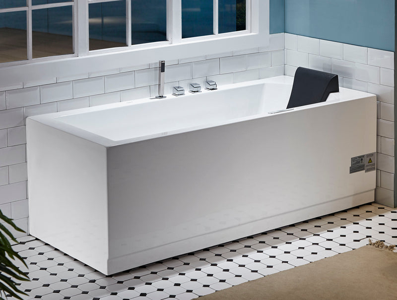 EAGO 6 ft Acrylic White Rectangular Whirlpool Bathtub w Fixtures