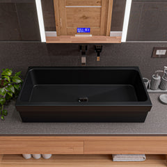 Alfi 36  Black Matte Above Mount Fireclay Bathroom Trough Sink - AB36TRBM