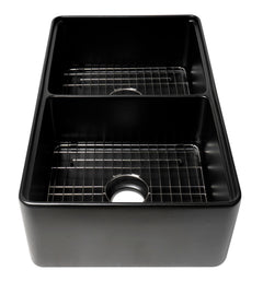 Alfi Workstation 33  x 20  Double Bowl Step Rim Fireclay Farm Sink with Accessories - ABFS3320D