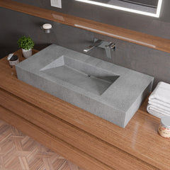Alfi 40" Solid Concrete Rectangular Countertop Sink - Gray Matte