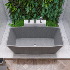 Alfi 71" Solid Concrete Rectangular Freestanding Bathtub - Gray Matte