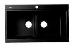 Alfi 33  Granite Composite Workstation Step Rim Double Bowl Drop In Sink with Accessories - AB3418DBDI