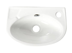 Alfi White 14  Small Wall Mounted Ceramic Sink with Faucet Hole - ABC118