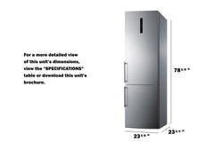 Summit 24" Wide Bottom Freezer Refrigerator with Factory-Installed Icemaker – Stainless Steel - FFBF181ES2IM