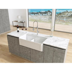 LaToscana Kitchen Sink Fireclay Farmhouse Apron Double Bowl 30 x 19 x 10 Reversible Inside Ledge for Cutting Boards - LDL3619 - The Home Selection