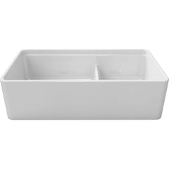 LaToscana Kitchen Sink Fireclay Farmhouse Apron Double Bowl 30 x 19 x 10 Reversible Inside Ledge for Cutting Boards - LDL3619 - The Home Selection