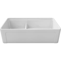 LaToscana Kitchen Sink Fireclay Farmhouse Apron Double Bowl 30 x 19 x 10 Reversible Inside Ledge for Cutting Boards - LDL3619 - The Home Selection