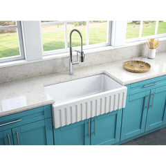LaToscana Kitchen Sink Fireclay Farmhouse Apron Single Bowl 33 x 18 x 10 - LFS3318 - The Home Selection