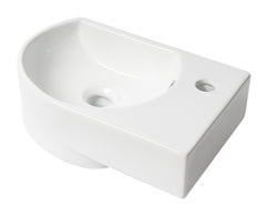 Alfi White 16  Small Wall Mounted Ceramic Sink with Faucet Hole - ABC119