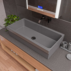 Alfi 36" Grey Matte Above Mount Fireclay Bathroom Trough Sink - Gray Matte
