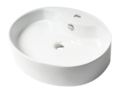 Alfi White 22  Oval Above Mount Ceramic Sink with Faucet Hole - ABC901