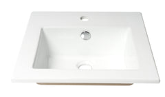 Alfi White 17  Square Drop In Ceramic Sink with Faucet Hole - ABC801