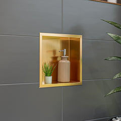 Alfi 12" x 12" Square Single Shelf Shower Niche - Brushed Gold PVD