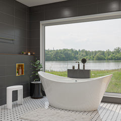 Alfi White Matte Solid Surface Resin Bathroom / Shower Stool - ABST66