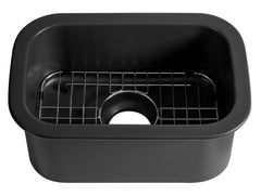 Alfi Black Matte Small 13"x19" Rectangle Fireclay Undermount or Drop In Prep Sink w Grid included - ABF1319UD-BM