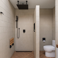 Alfi 16  Wide Foldable Teak Shower Seat with Square Hardware - ABS16S