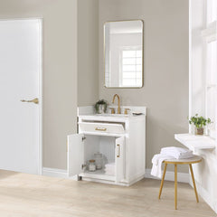 Altair Gavino 30" Single Bathroom Vanity with Grain White Engineered Stone Countertop - 557030