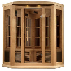 Maxxus 3 Person Corner Near Zero EMF FAR Infrared Sauna - Canadian Hemlock - MX-K356-01-ZF - The Home Selection