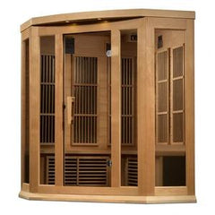 Maxxus 3 Person Corner Near Zero EMF FAR Infrared Sauna - Canadian Hemlock - MX-K356-01-ZF - The Home Selection