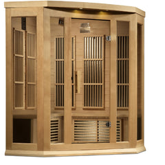 Maxxus 3 Person Corner Near Zero EMF FAR Infrared Sauna - Canadian Hemlock - MX-K356-01-ZF - The Home Selection