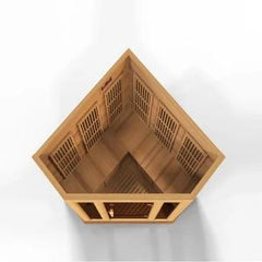 Maxxus "Chaumont Edition" 3 Person Corner Near Zero EMF FAR Infrared Sauna - Canadian Red Cedar - MX-K356-01-ZF CED - The Home Selection